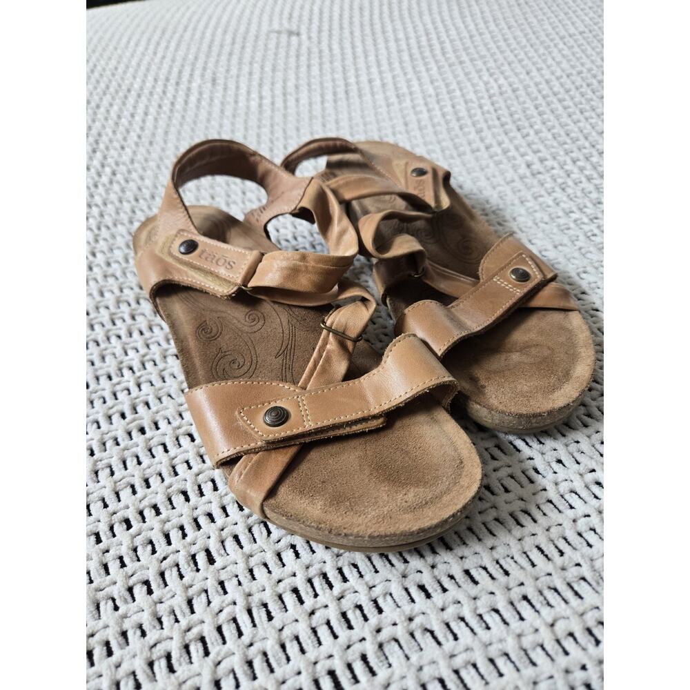 Taos Universe Sandals Womens US 8-8.5 Camel Leather Padded Cork Footbed Comfort